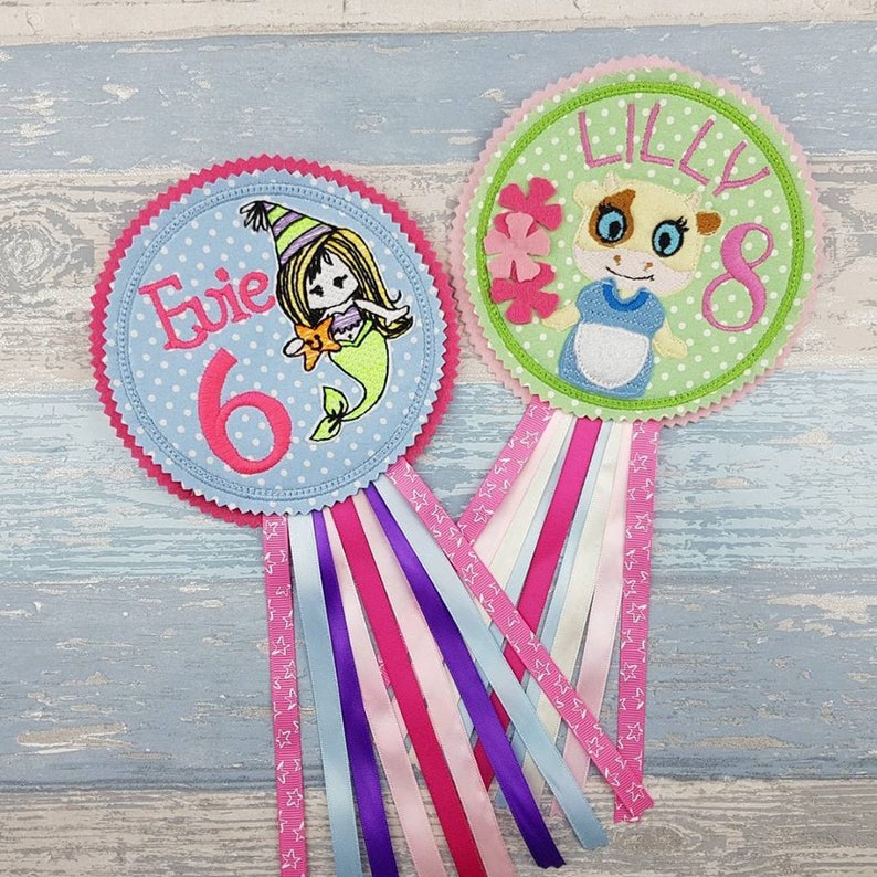 Cow Birthday Badge Girls Badge Badge for Her Party Gift Felt Rosette Personalized Birthday Badge Barnyard Party Gift for Girls