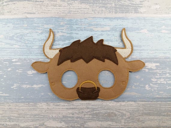 Bull Mask - Felt Bull Mask - Barnyard Animal Birthday - Felt Animal Mask - Felt Mask Dress Up Pretend - Animal Party Favor - Halloween Mask Il_570xn
