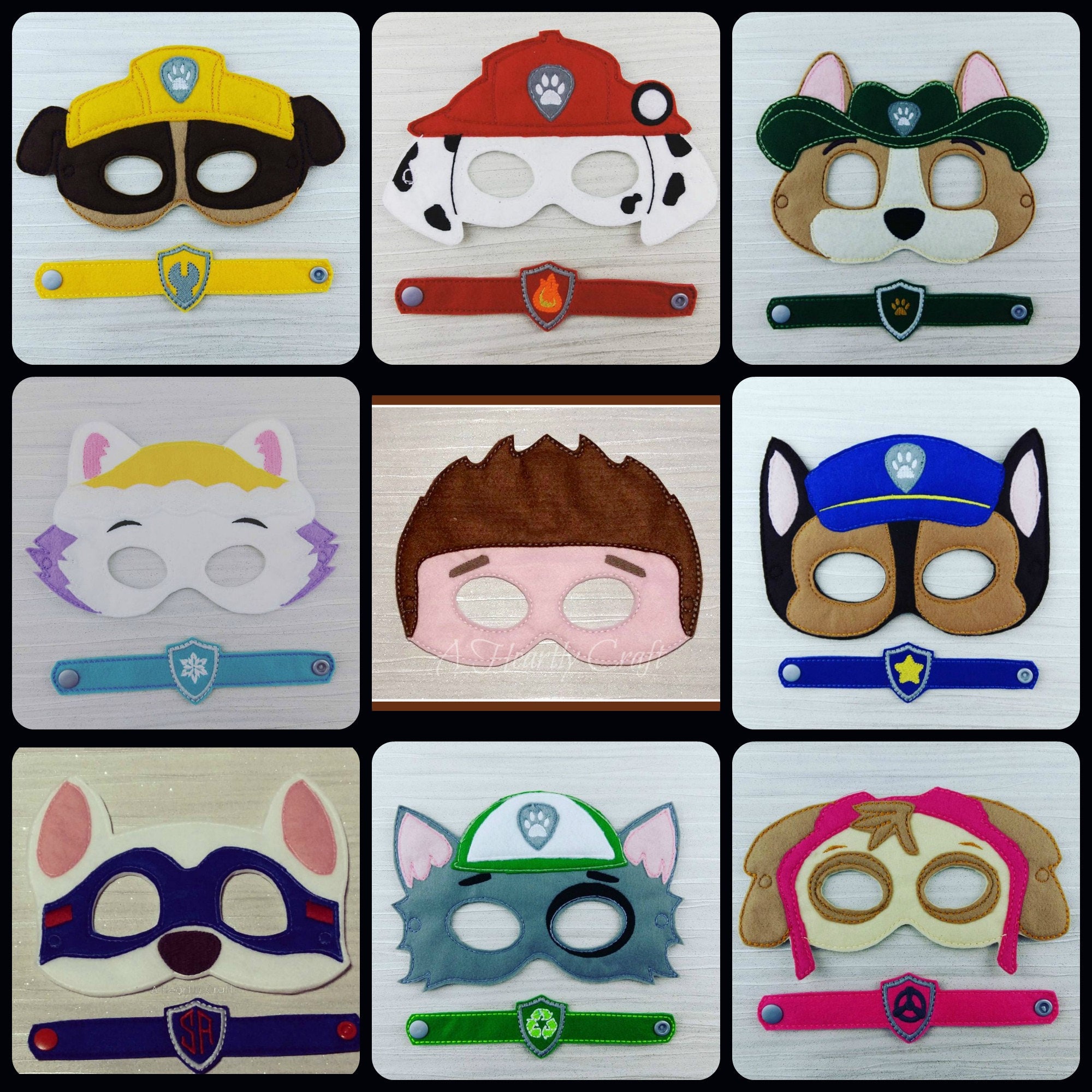 Paw Patrol Mask Set x9 Bracelet x8 Paw Patrol Felt Mask | Etsy