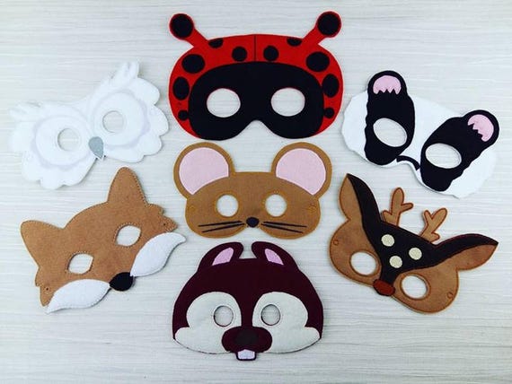 Woodland Animal Mask - Animal Felt Mask - Ladybug Owl Fox Deer Badger Squirrel Mouse Felt Masks - Halloween - Woodland Party - Party Favor Il_570xn