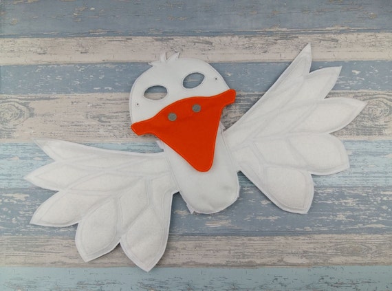 Pelican Mask and Wings Costume - Toddlers Costume Mask - Felt Soft Face Mask - Dress Up - Halloween Carnival Party Dress Up Il_570xn