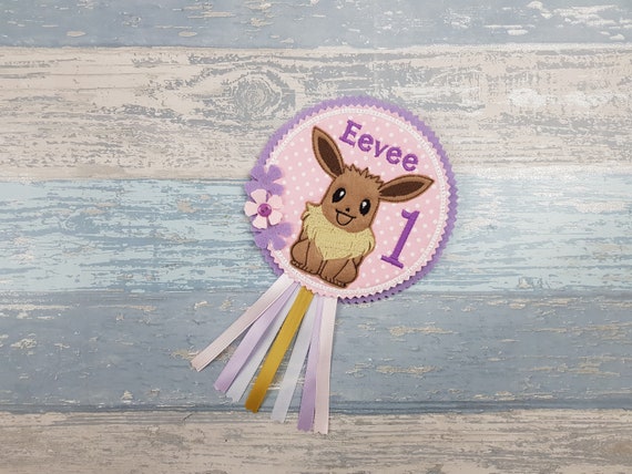 Personalised Pokemon Birthday - Eevee Party Badge Pin - Fox Badge Rosette - Children's Celebration Gift Display - Pikachu Party - Charmander Il_570xn