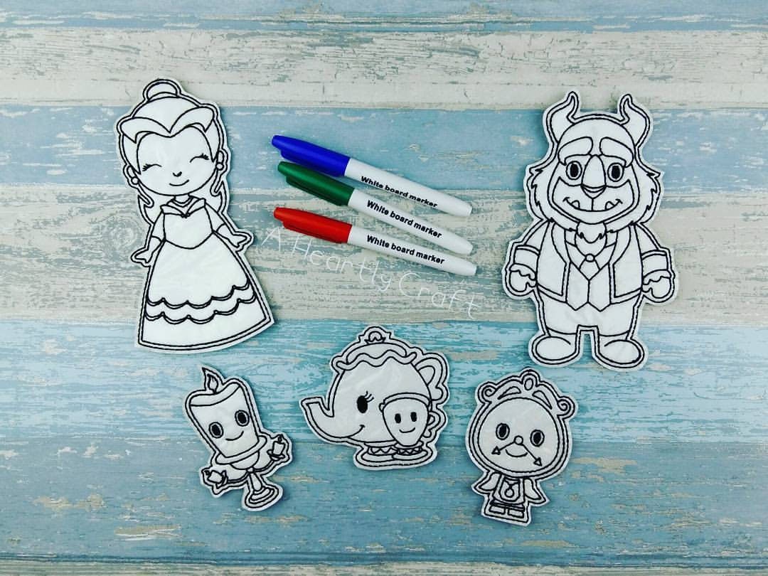 Download Princess Page Dry Erase Coloring Dolls Beauty and the Beast | Etsy