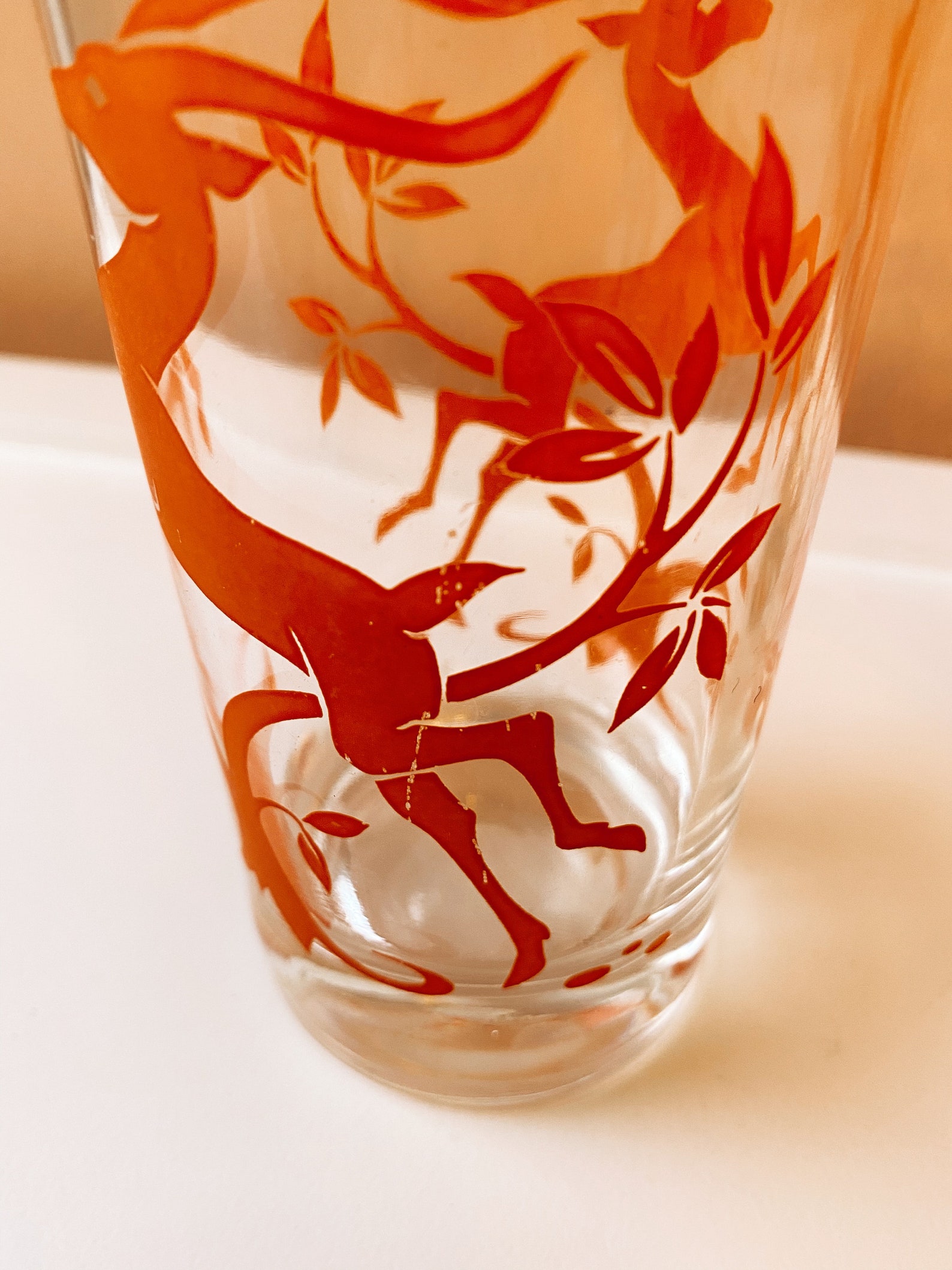 5 Vintage deer print cocktail glasses // Midcentury 1950s Etsy