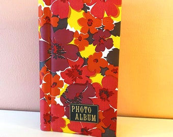 Vintage 60s mod pink and orange floral photo album // 1960s mid-century MCM spiral bound photo scrapbook