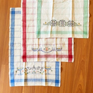 Chinois Print Embroidered Dish Towel Set of 3