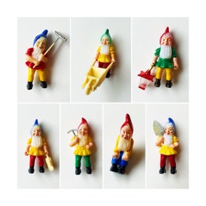 Vintage garden gnomes // terrarium decoration // plastic dwarf // elf toy figurine