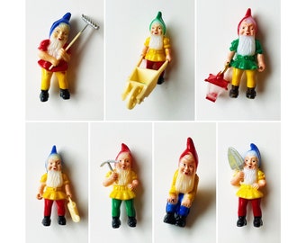 Vintage garden gnomes // terrarium decoration // plastic dwarf // elf toy figurine