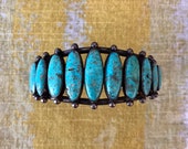 Early Turquoise and Silver Row Bracelet, ca. 1910 39 s-1920 39 s. Native American Jewelry Collection