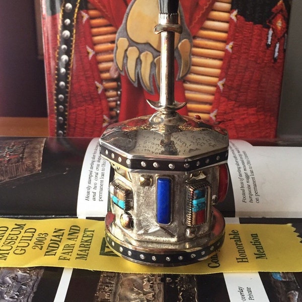 RESERVED for Ken: Markdown For Valentines!! Was 5600!! Vintage Navajo Gem and Sterling Silver Box by Award Winning Jeweler Lyndon Tsosie