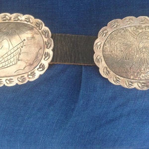 GREAT Older Navajo Story Teller Concho Belt, Sterling Silver, Signed by Helen Chee, Native American Jewelry image 3