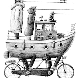 Cartão postal Pássaros em um barco