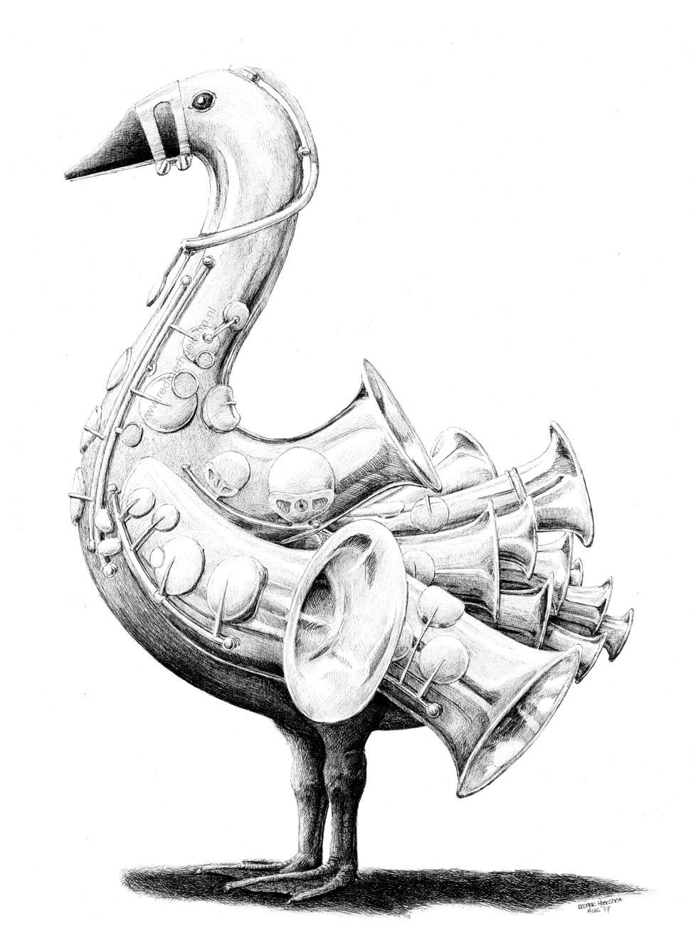 Postcard Goose/sax Etsy