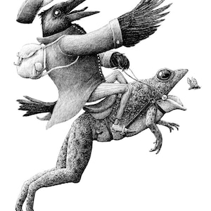 cartolina Corvo su una rana saltatrice