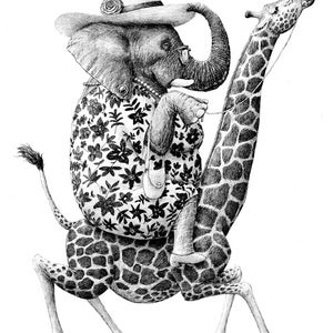 Cartão postal Elefante em girafa