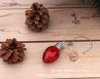 Ebony Wood Ornament 136 Hand Turned Wood Ornament Bulb with Hanger Handcrafted Solid Wood Christmas Tree Ornament High Gloss