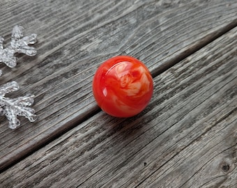 29 - Hand Turned Orange and White Resin Sphere - 1 3/4" inch Diameter. Hand Crafted Resin Ball, Solid Sphere, Hand Poured Resin