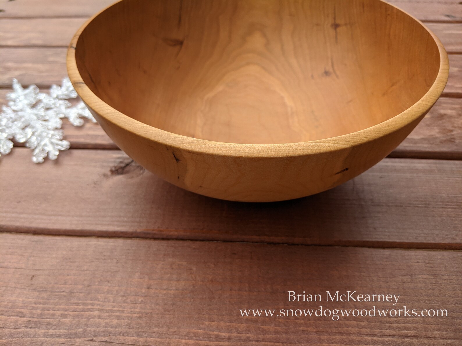 249 9 1/4 Inch Cherry Wood Salad Bowl, Hand Turned Harvested Northern