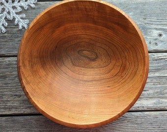 268 - 9 3/4" inch Cherry Wood Salad Bowl -  Hand Turned Harvested Northern Vermont Cherry Wood, Medium Wooden Bowl, Food Safe