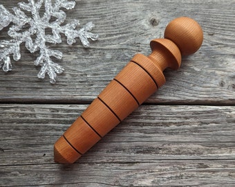 Hand Turned Cherry Wood Dibber: Seed Planting Garden Tool
