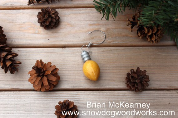 Ebony Wood Ornament 136 Hand Turned Wood Ornament Bulb with Hanger Handcrafted Solid Wood Christmas Tree Ornament High Gloss