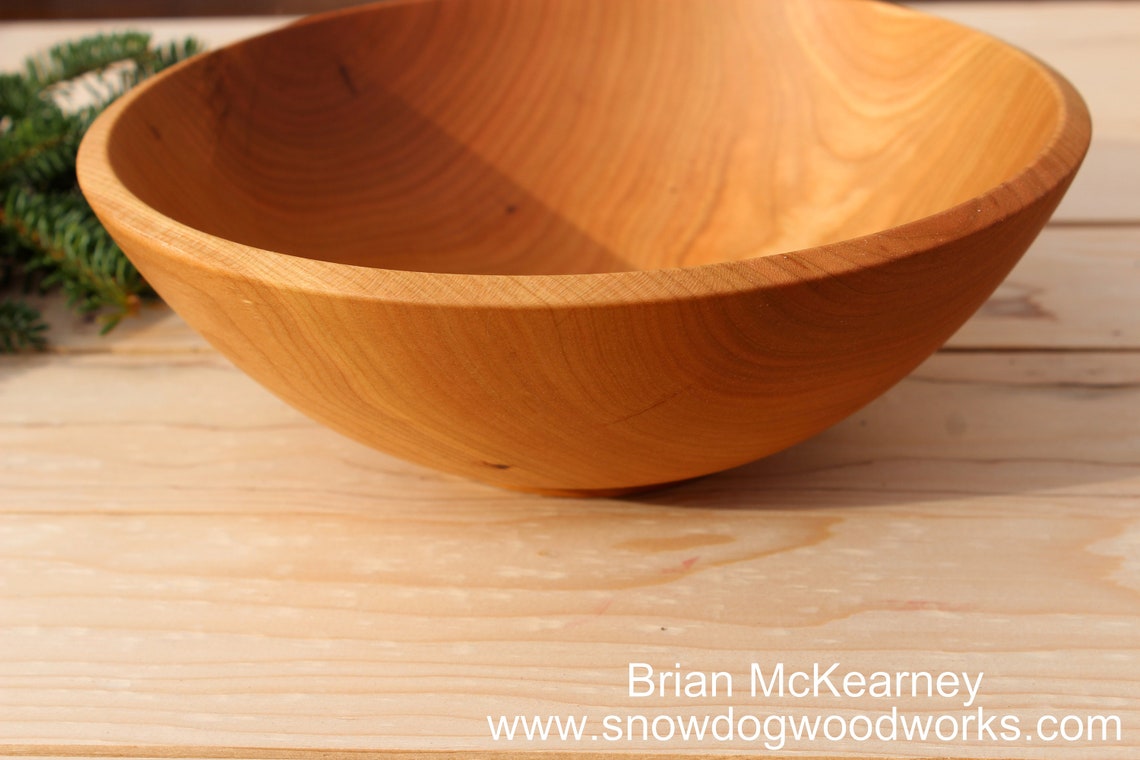 258 8 7/8 Inch Cherry Wood Salad Bowl Hand Turned Etsy