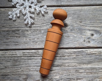 Hand Turned Cherry Wood Dibber: Seed Planting Tool