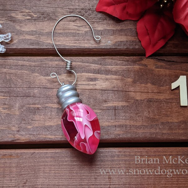 Wool pink lightbulb ornament