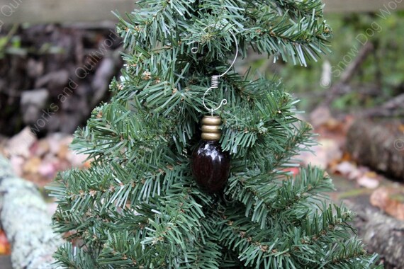 Ebony Wood Ornament 136 Hand Turned Wood Ornament Bulb with Hanger Handcrafted Solid Wood Christmas Tree Ornament High Gloss