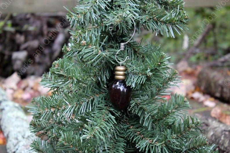 Ebony Wood Ornament 136 Hand Turned Wood Ornament Bulb with Hanger Handcrafted Solid Wood Christmas Tree Ornament High Gloss