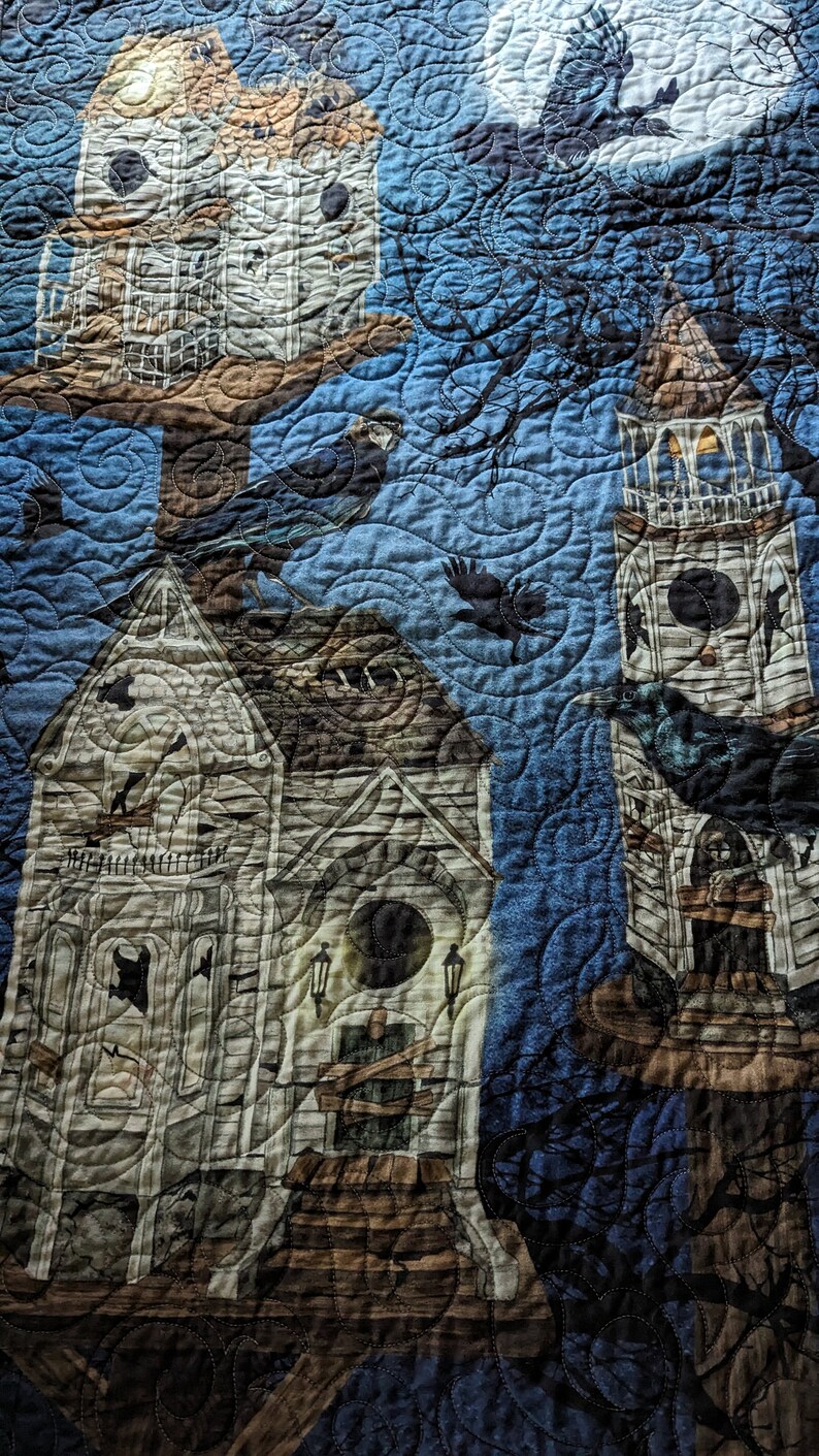 Quilted Door Banner With Hanging Pocket, Halloween Bird House Custom