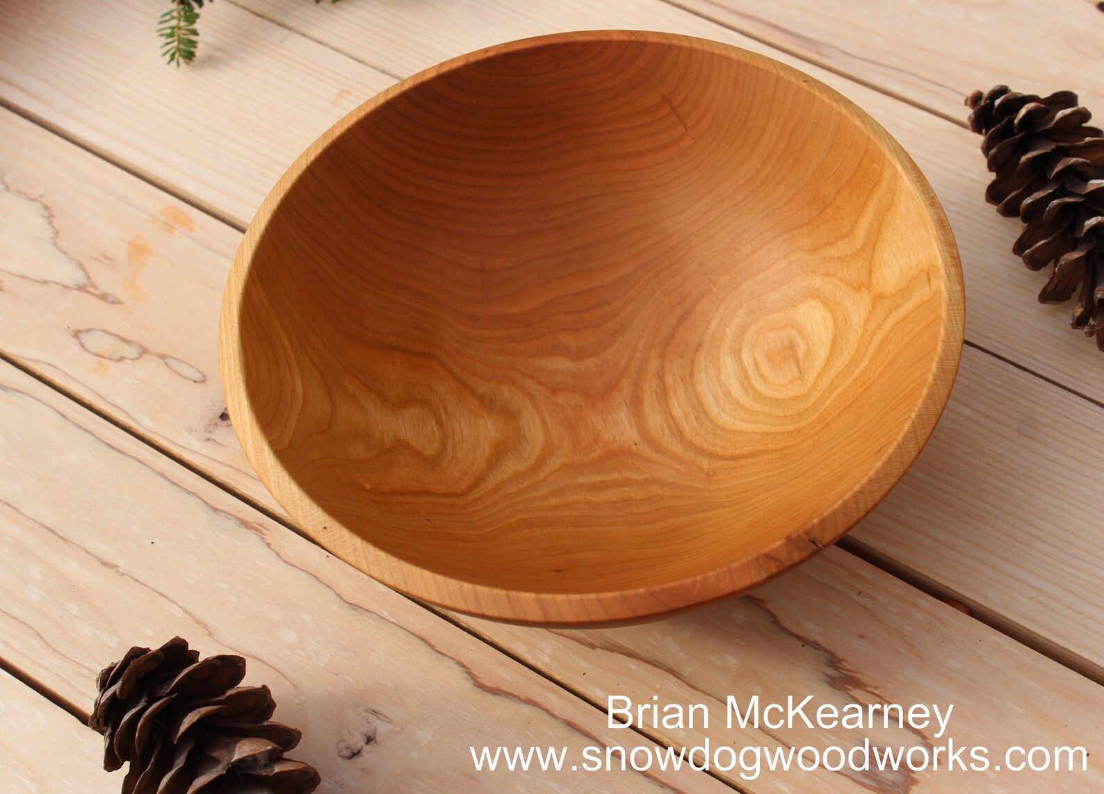 258 8 7/8 Inch Cherry Wood Salad Bowl Hand Turned Etsy