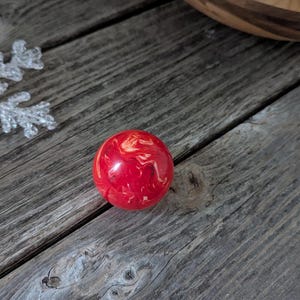 Hand Turned Multi Color Resin Sphere - 1.5&quot; inch Diameter. Hand Crafted Resin Ball, Solid Sphere, Hand Poured Red, Orange, White Resins