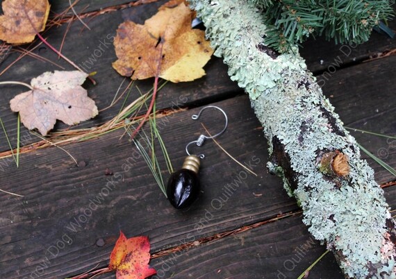 Ebony Wood Ornament 136 Hand Turned Wood Ornament Bulb with Hanger Handcrafted Solid Wood Christmas Tree Ornament High Gloss