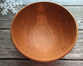 249 -  9 1/4" inch Cherry Wood Salad Bowl, Hand Turned Harvested Northern Vermont Cherry Wood, Medium Wooden Bowl, Food Safe