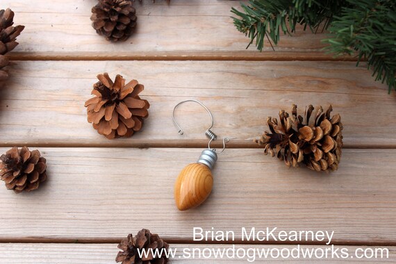 Ebony Wood Ornament 136 Hand Turned Wood Ornament Bulb with Hanger Handcrafted Solid Wood Christmas Tree Ornament High Gloss