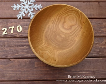 270 - 9 1/2" inch Cherry Wood Salad Bowl -  Hand Turned Harvested Northern Vermont Cherry Wood, Medium Wooden Bowl, Food Safe