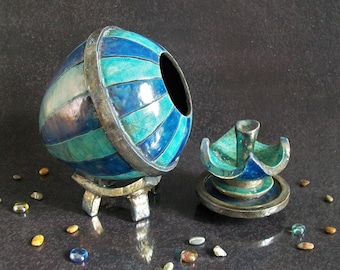 Lotus flower raku ceramic Urn, cremation urn for human ashes, urn for pet, cat urn, dog urn, blue urn, ashes holder keepsake urn, adult urn