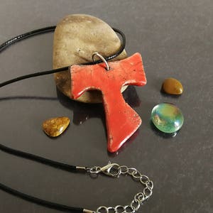 Avalaya Collana Lunga Con Perline In Ceramica Giallo E Rosso E Nappa In Seta Marrone - Regolabile - 3
