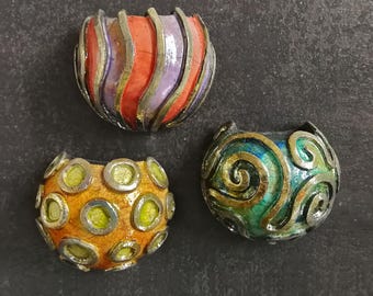 Raku Ceramic Humidifiers for Radiators – Spiral, Dotted & Wavy Design – Set of 3 or Single – Coastal Italian Charm, Customizable Colors