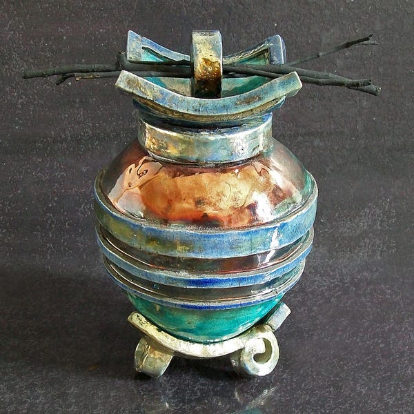 Raku Cremation Urn for Human or Pet Ashes – Oriental Harmony Ceramic Memorial Vessel with Stand – Custom Colors & Sizes - Engravable