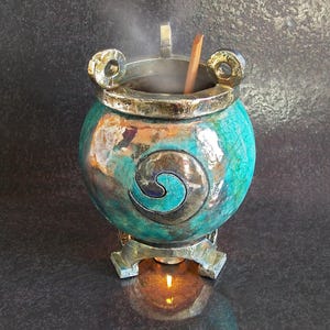 Caldero mágico de cerámica Raku, caldero de bruja Wicca para aromaterapia, rituales y hechizos - Varios tamaños y colores