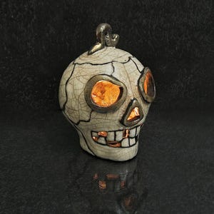 Raku Skull Lantern & Oil Diffuser – Gothic Ceramic Candle Holder, Esoteric Decor - Customizable