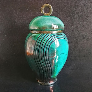 Urna cineraria de cerámica Raku – Elegante monumento conmemorativo para cenizas humanas o de mascotas – Con grabado, varios colores y tamaños (0,3 / 0,75 / 2 / 5 L)