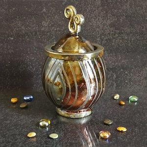 Raku &quot;Blooming Flower&quot; Urn – Bronze Ceramic Memorial Keepsake for Human or Pet Ashes, Multi Size (0,5 / 1 / 2,5 lit.) Customizable Color