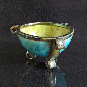 Raku Tripod Cauldron Bowl – Ritual Altar Bowl for Burning & Offerings | Handmade in Italy