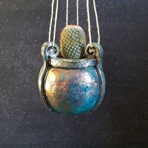 hanging planter pot for succulent - raku pottery planter little pot