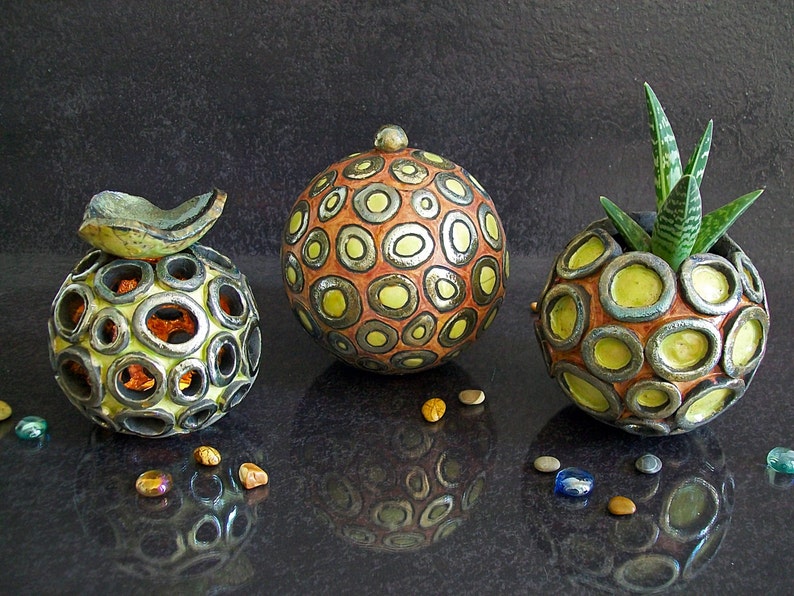 15/% OFF planter in raku pottery yellow series ALCYONE essential oils diffuser Set Jewelry Box