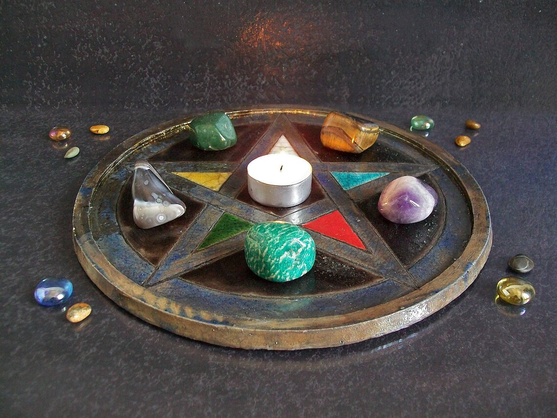 Pentacolo In MetallO Per Altare - Decorazione Rituale E Spirituale - Piastra Per Gioielli E Tarocchi - Foto 9