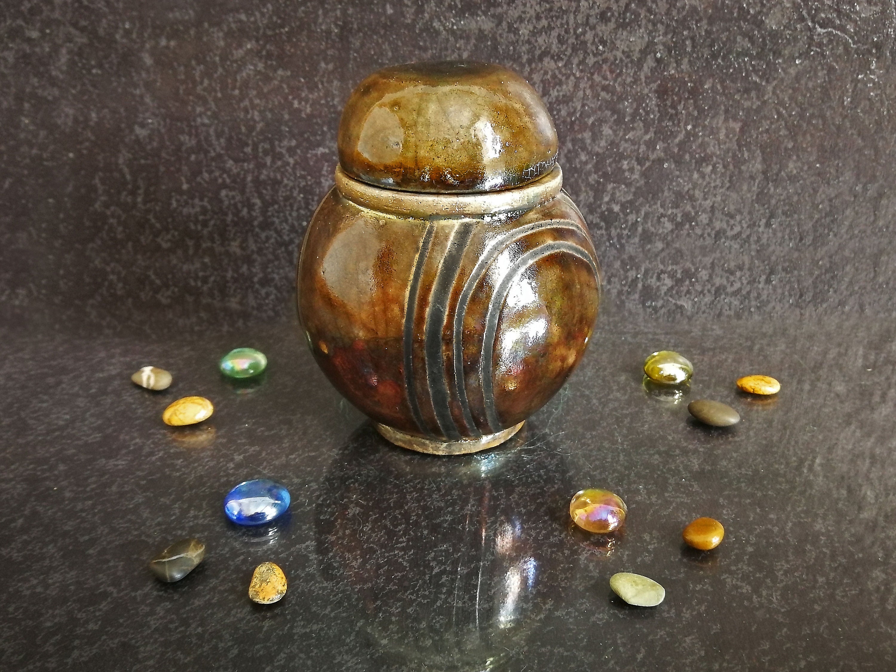 funerary inn insurure en céramique raku bronze émail avec motif minimal, couleur personnalisable, capacité 0, 3/0, 7 1, 4 3 lit gravure